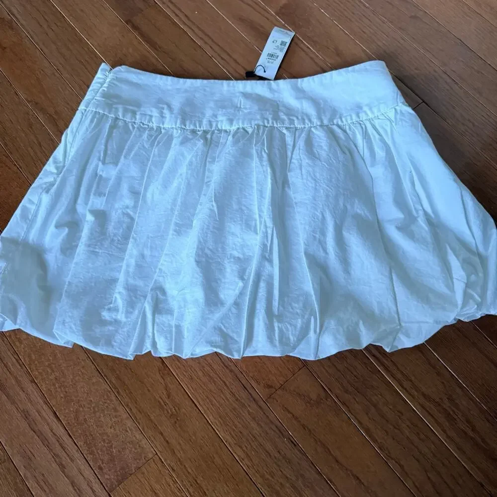 Garage | NEW White Cotton Blend Puff Skirt Preppy Summer Activewear Casual Sz S